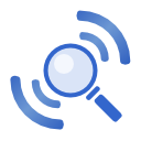 Sci-Wi logo, a magnifying glass with waves around.